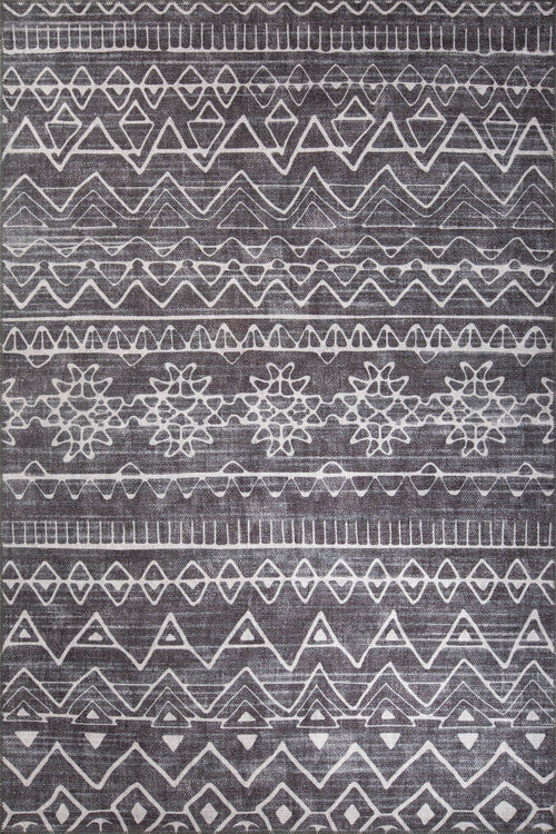 Geometric Area Rug – Washable Non Slip Cotton Polyester Woven Floor Carpet