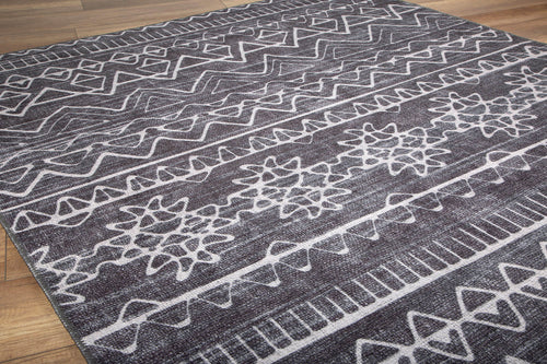 Geometric Area Rug – Washable Non Slip Cotton Polyester Woven Floor Carpet