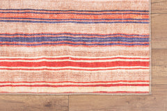 Orange Striped Area Rug – Washable Non Slip Cotton Decorative Floor Covering