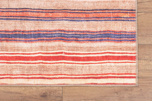 Orange Striped Area Rug – Washable Non Slip Cotton Decorative Floor Covering