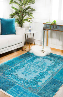 Artyom Blue Patchwork Digital Print Area Rug