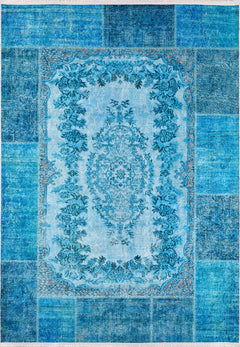 Artyom Blue Patchwork Digital Print Area Rug