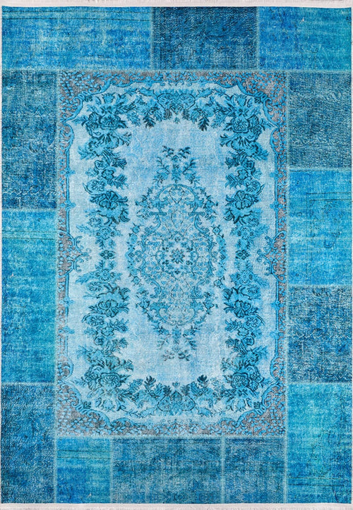 Artyom Blue Patchwork Digital Print Area Rug
