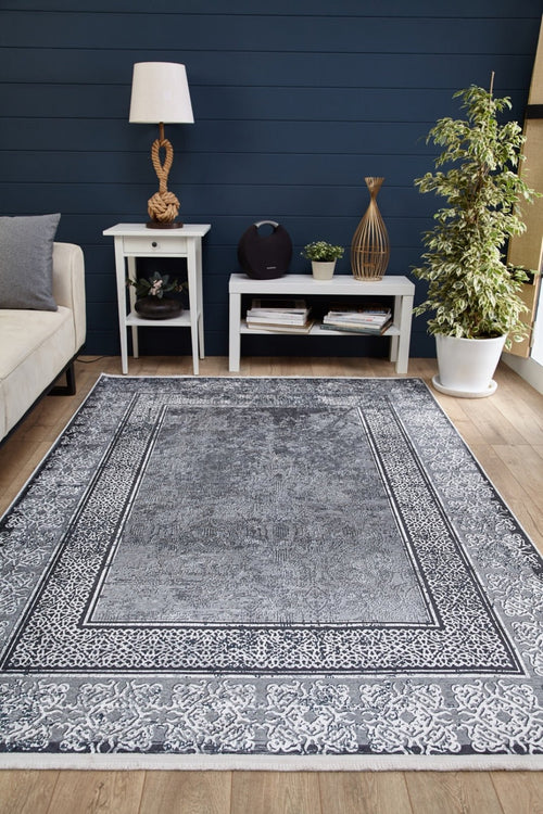 Grey Area Rug | Non Slip Antibacterial Digital Print Carpet – Stylish, Dust Free Floor Rug