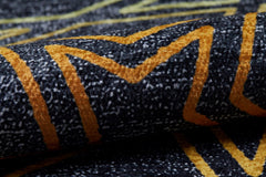 Geometric Area Rug – Anthracite Digital Print Non Slip Carpet for Living Room