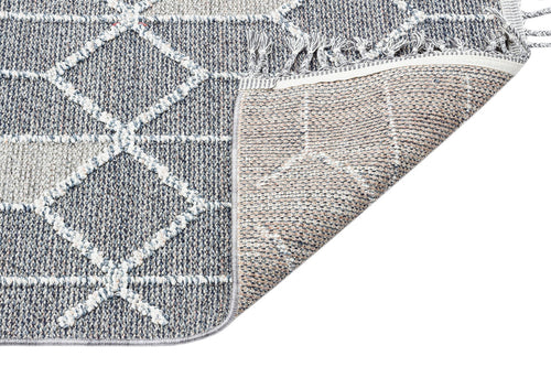 Grey Geometric Jute Rug – Machine Made Area Rug | Dust Free, Soft Texture