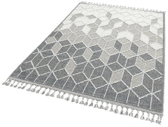 Grey Geometric Jute Rug – Machine Made Area Rug | Dust Free, Soft Texture