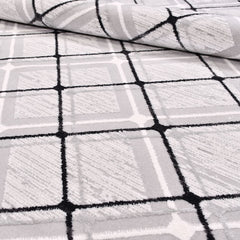 Geometric Area Rug – Machine Made Grey Acrylic Yarn Carpet With 10mm Pile