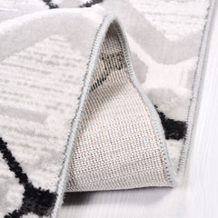 Geometric Area Rug – Machine Made Grey Acrylic Yarn Carpet With 10mm Pile