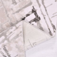 Grey Geometric Area Rug - Machine Made Cotton Base Rug with 12mm Pile Height