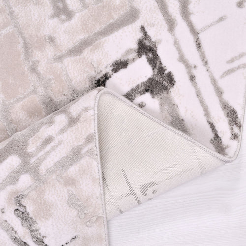 Grey Geometric Area Rug - Machine Made Cotton Base Rug with 12mm Pile Height