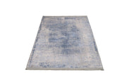 Blue Digital Print Rug - Washable Cotton Chenille Carpet for Living Room Decor