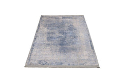 Blue Digital Print Rug - Washable Cotton Chenille Carpet for Living Room Decor