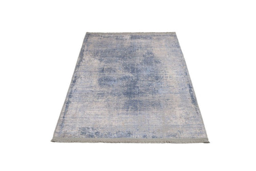 Blue Digital Print Rug - Washable Cotton Chenille Carpet for Living Room Decor