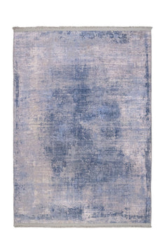 Blue Digital Print Rug - Washable Cotton Chenille Carpet for Living Room Decor