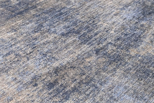 Blue Digital Print Rug - Washable Cotton Chenille Carpet for Living Room Decor