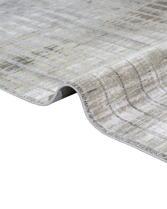 Cream Geometric Rug – Machine Made Viscose Area Rug With Fringed Edge