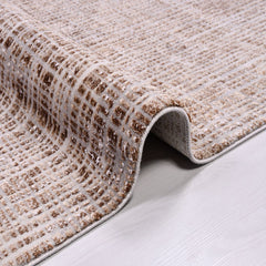 Astrid Brown Striped Machine Made Area Rug