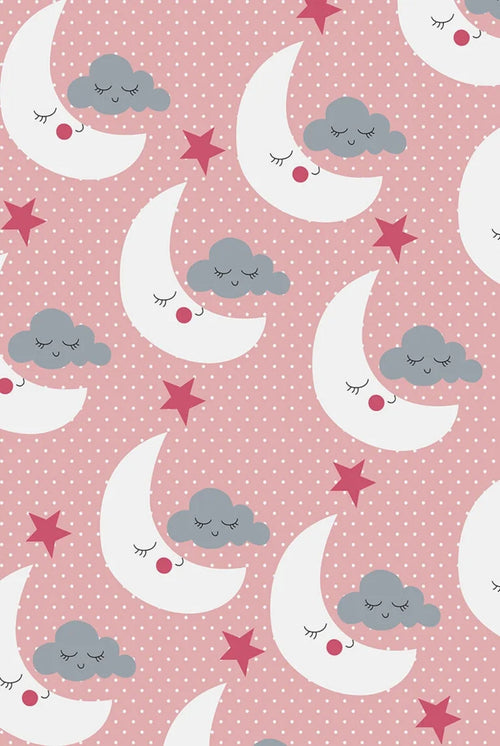 Asturias Pink Figured Digital Print Kids Rug