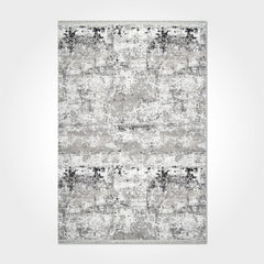 Modern Bamboo Area Rug – Grey Flatweave Machine Made Rug with Overlocked Edge