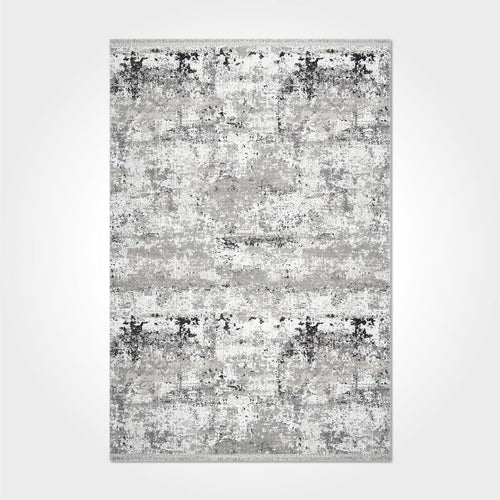 Modern Bamboo Area Rug – Grey Flatweave Machine Made Rug with Overlocked Edge