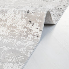 Modern Bamboo Area Rug – Grey Flatweave Machine Made Rug with Overlocked Edge