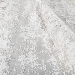 Modern Bamboo Area Rug – Grey Flatweave Machine Made Rug with Overlocked Edge