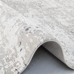 Modern Bamboo Area Rug – Grey Flatweave Machine Made Rug with Overlocked Edge