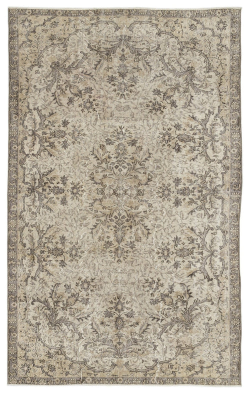 Atina 10165 Beige Vintage Wool Handmade Area Rug 5'8" x 9'3"