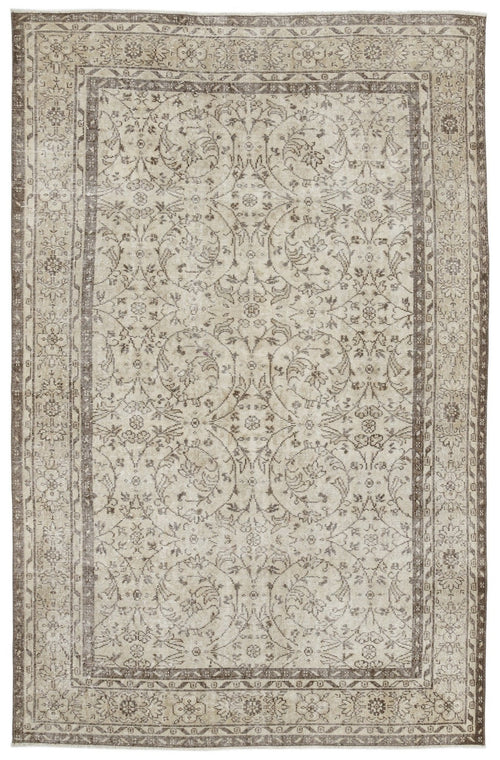 Atina 10269 Beige Vintage Wool Handmade Area Rug 6'4" x 9'5"