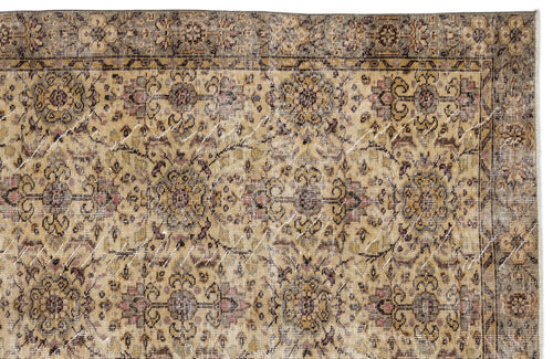 Atina 10383 Beige Vintage Wool Handmade Area Rug 5'5" x 8'11"