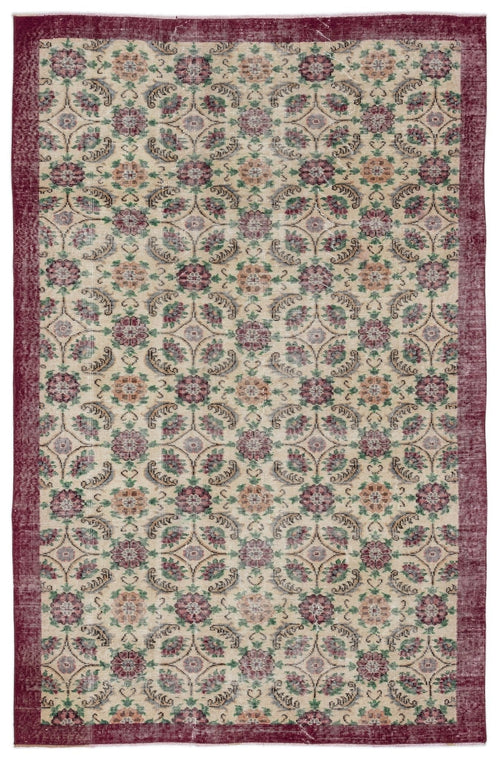 Atina 10451 Beige Vintage Wool Handmade Area Rug 5'8" x 8'11"