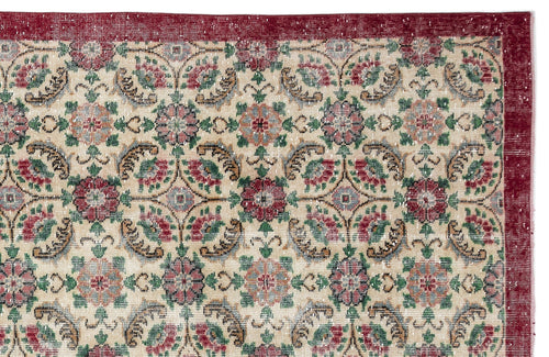 Atina 10598 Beige Vintage Wool Handmade Area Rug 6'5" x 10'5"