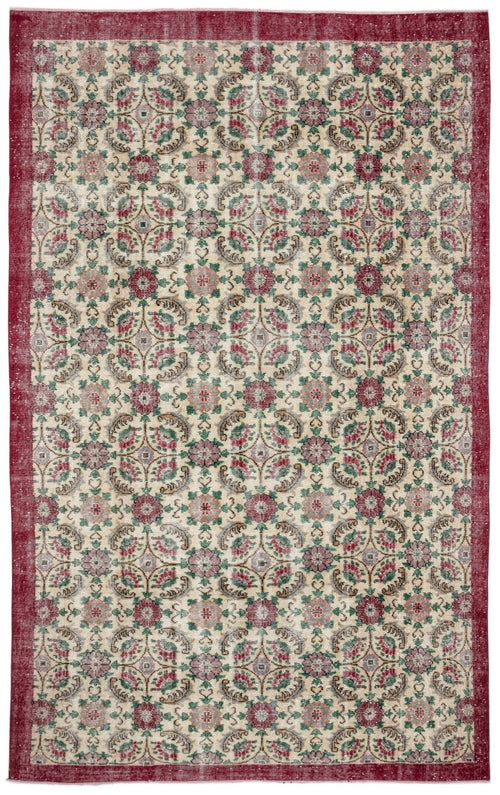 Atina 10598 Beige Vintage Wool Handmade Area Rug 6'5" x 10'5"