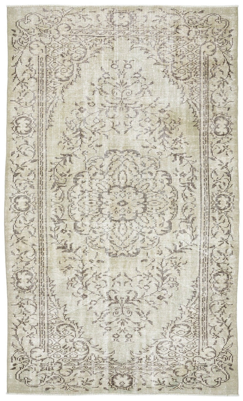Atina 10616 Beige Vintage Wool Handmade Area Rug 5'6" x 9'4"