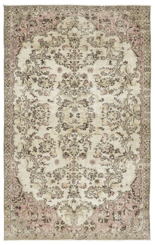 Atina 10810 Beige Vintage Wool Handmade Area Rug 5'8" x 9'1"