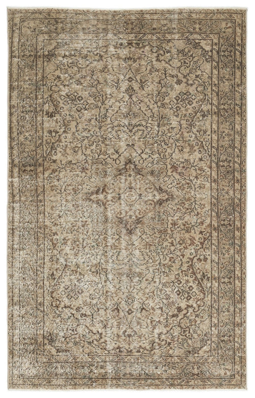Atina 12145 Beige Vintage Wool Handmade Area Rug 5'5" x 8'8"