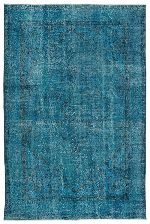 Atina 12164 Turquoise Vintage Wool Handmade Area Rug 6'2" x 9'4"