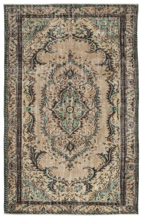Atina 12207 Beige Vintage Wool Handmade Area Rug 5'7" x 8'8"