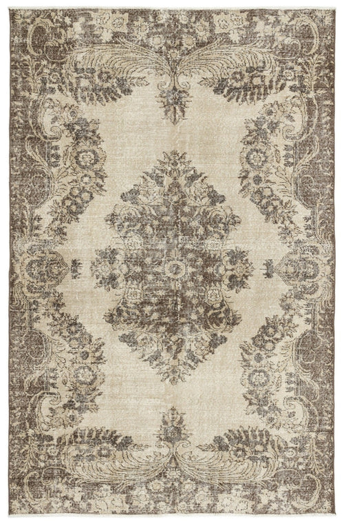 Atina 12428 Beige Vintage Wool Handmade Area Rug 6'4" x 9'9"