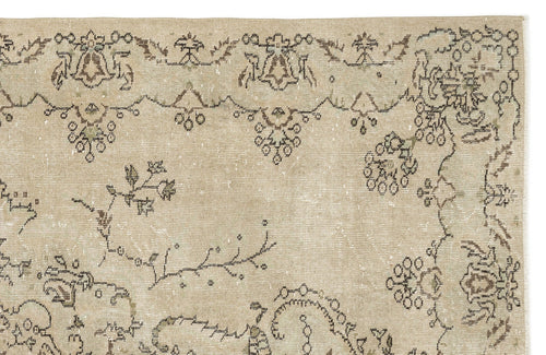 Atina 12700 Beige Vintage Wool Handmade Area Rug 6'5" x 9'7"