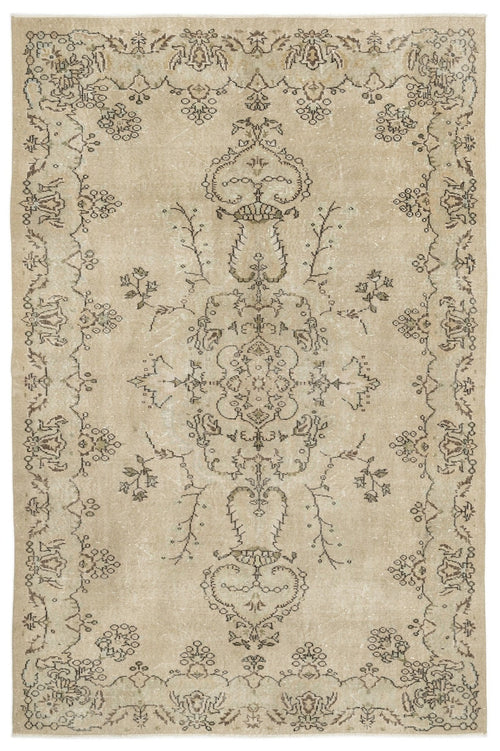 Atina 12700 Beige Vintage Wool Handmade Area Rug 6'5" x 9'7"