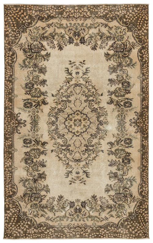 Atina 12795 Beige Vintage Wool Handmade Area Rug 5'7" x 9'1"
