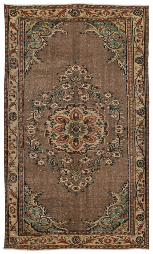 Atina 12800 Brown Vintage Wool Handmade Area Rug 5'6" x 9'3"