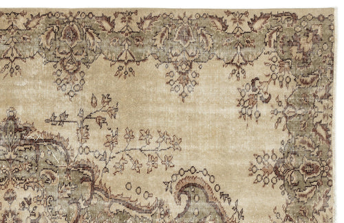 Atina 12861 Beige Vintage Wool Handmade Area Rug 5'7" x 8'10"