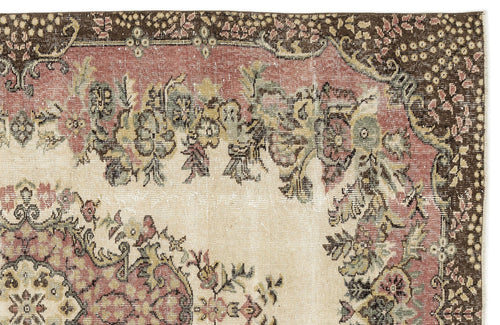 Atina 12867 Beige Vintage Wool Handmade Area Rug 6'2" x 7'9"