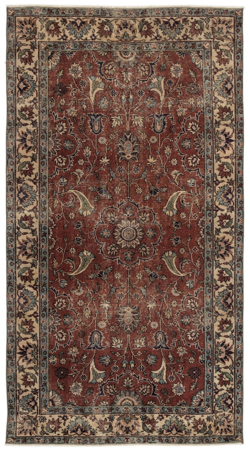 Atina 12885 Brown Vintage Wool Handmade Area Rug 5'8" x 8'6"