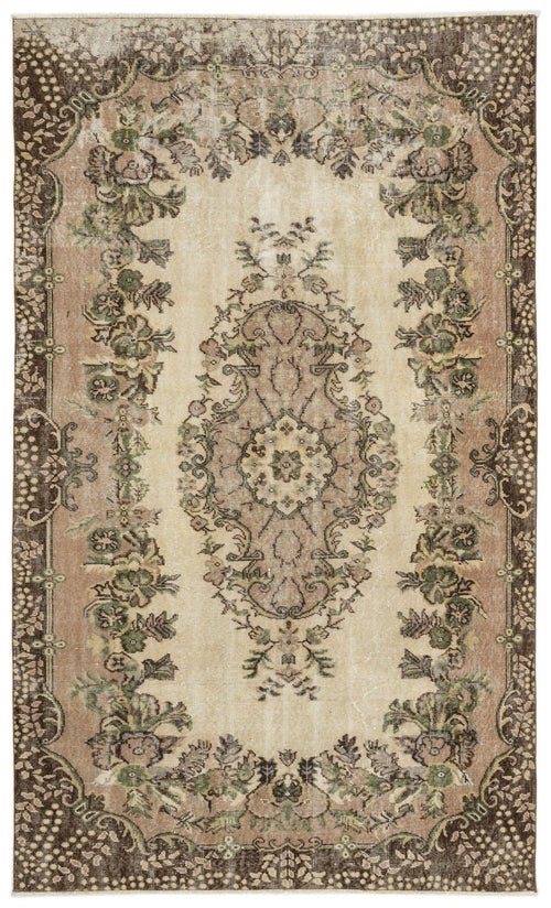 Atina 12893 Beige Vintage Wool Handmade Area Rug 5'6" x 9'4"