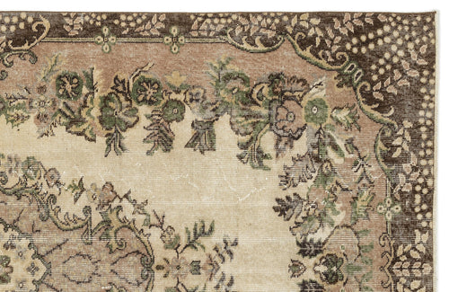 Atina 12893 Beige Vintage Wool Handmade Area Rug 5'6" x 9'4"