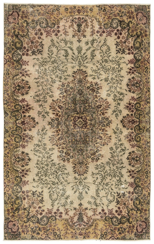 Atina 12945 Beige Vintage Wool Handmade Area Rug 5'4" x 8'9"